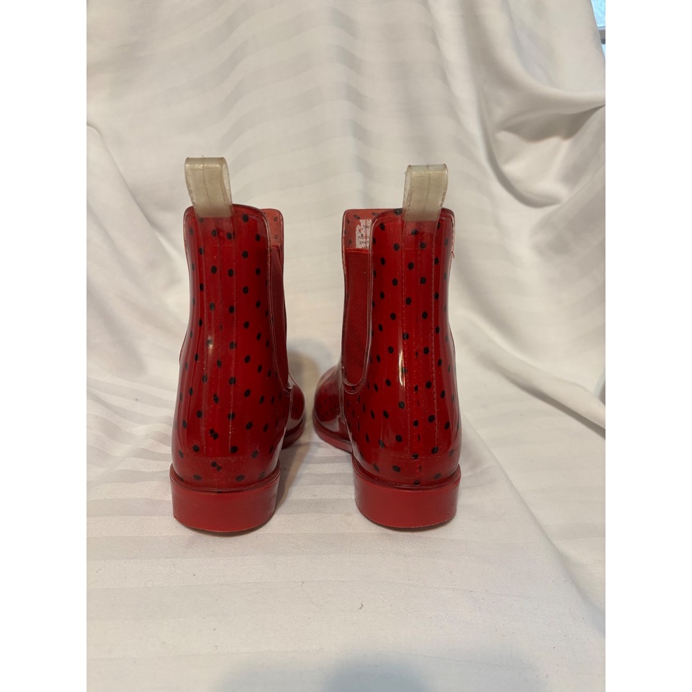 Lauren Ralph Lauren Tally Red Polka‎ Dot Ankle Rain Boots W 7 Chelsea Waterproof - Picture 4 of 8